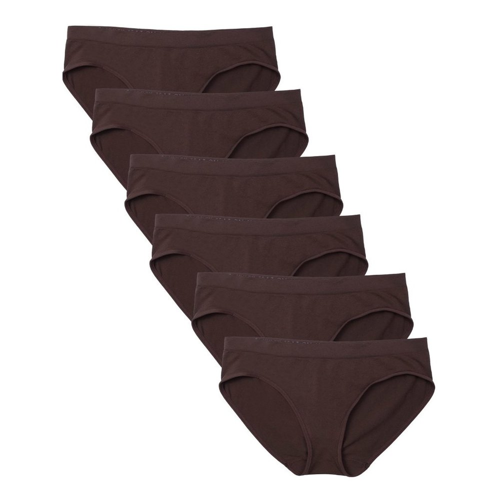 6 Pack Women's Nylon Spandex Hipster Brief Underwear A11 Chocolate New NWB